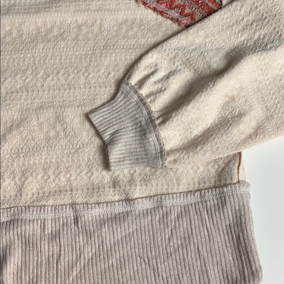 NWT Free People At the Lodge Cowl Neck Sweater Pullover XS Cream Red - Picture 7 of 8